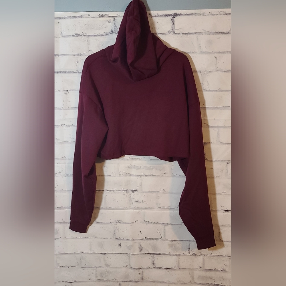 Balera Cropped Burgundy Hoodie Sweatshirt Small Adult